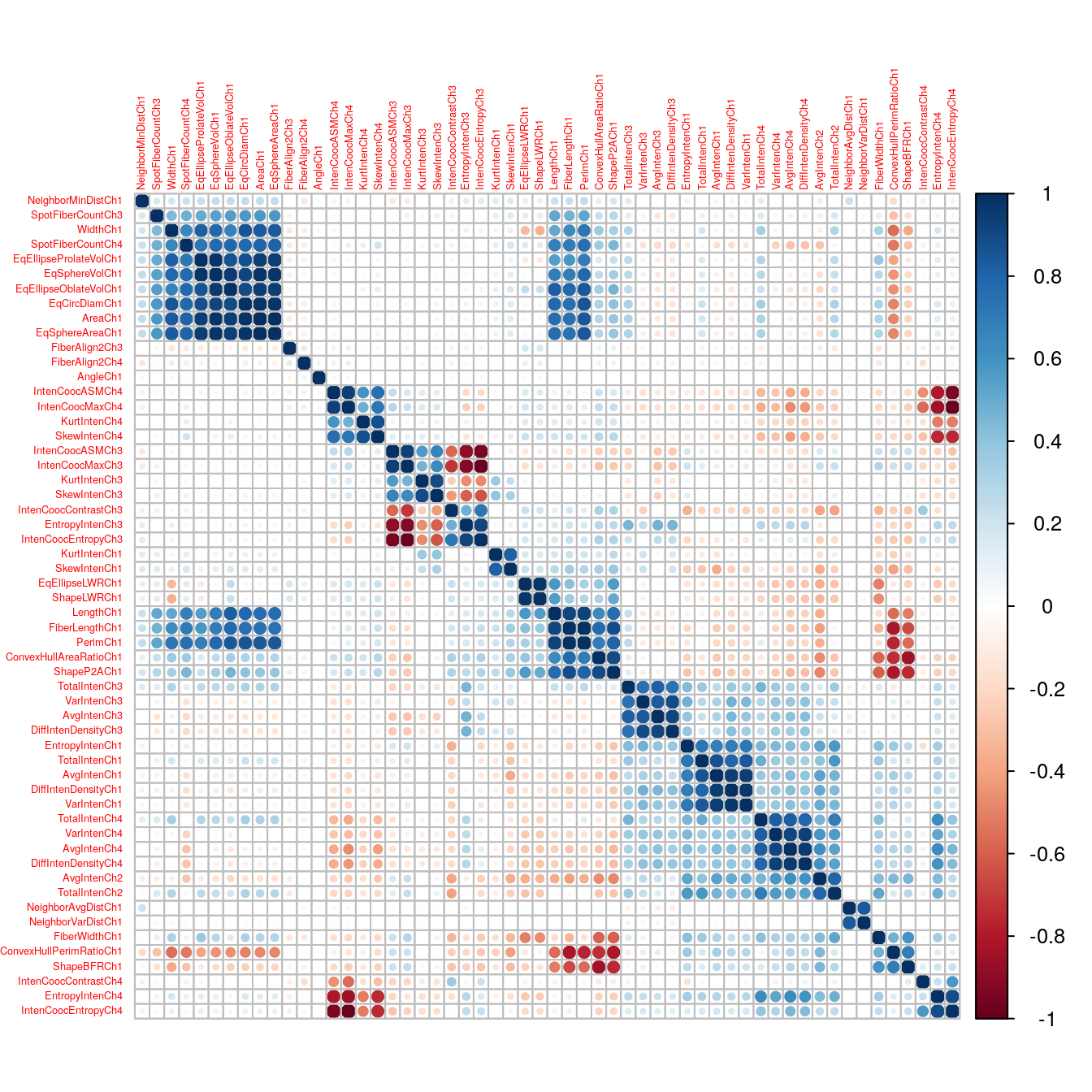 Correlogram of the segmentation data set.