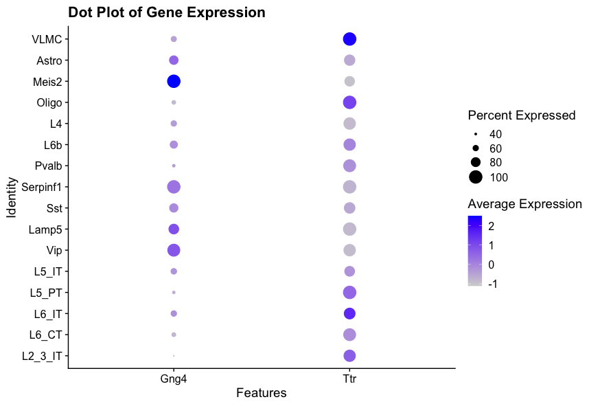 Dot Plot of Gene Expression